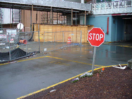 Northgate Mall parking garage STOP sign